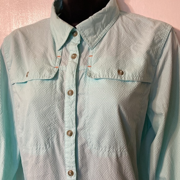 Orvis Women’s Teal and White Fishing Boating Long Sleeve Open Air Caster Shirt - Picture 3 of 6